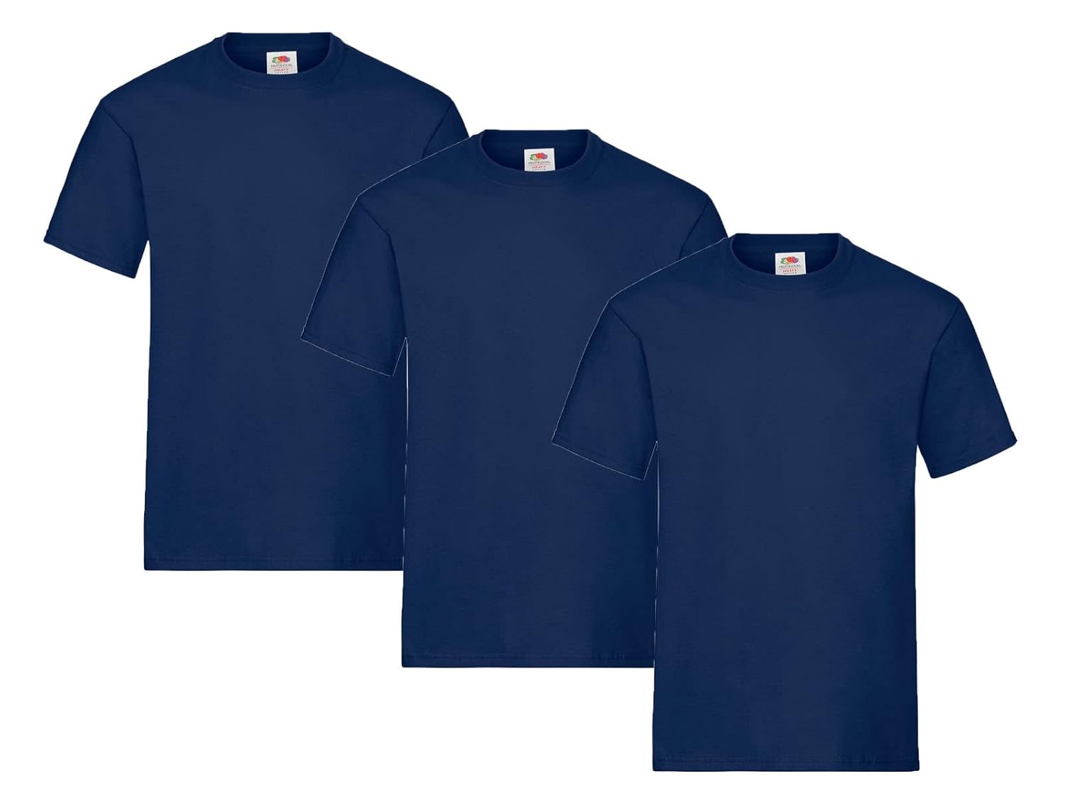 Fruit of the Loom Lot de 3 t-shirts pour homme Taille L (3 x bleu marine) Avec 1 bloc-notes HL Kauf
