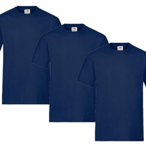 Fruit of the Loom Lot de 3 t-shirts pour homme Taille XL (3 x bleu marine) Avec 1 bloc-notes HL Kauf