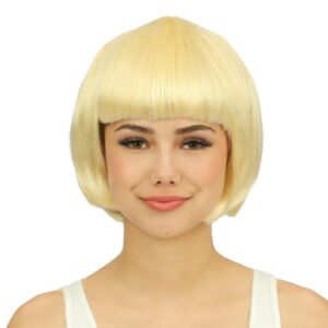 P'TIT CLOWN - 60596 - Perruque Cabaret - Bob Wig - Accessoire de Déguisement - Parfait pour Carnaval, Fêtes à Thèmes, Soirées Costumées, Manga, Cosplay, Halloween - Cheveux Synthétiques - Blond