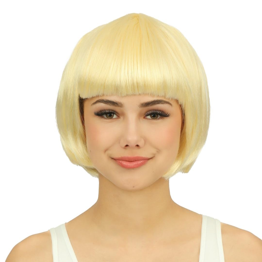 P'TIT CLOWN - 60596 - Perruque Cabaret - Bob Wig - Accessoire de Déguisement - Parfait pour Carnaval, Fêtes à Thèmes, Soirées Costumées, Manga, Cosplay, Halloween - Cheveux Synthétiques - Blond