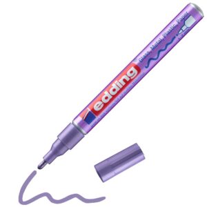 edding 751 Marqueur peinture brillante - violet métallisé - 1 feutre peinture brillante - pointe ronde 1-2mm - pour dessin, coloriage, scrapbooking - étanche, très opaque