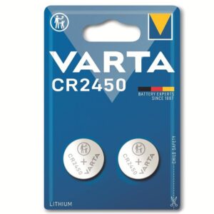 VARTA Piles Bouton CR2450, lot de 2, Lithium Coin, 3V, emballage sécurisé pour les enfants, pour petits appareils électroniques - clés de voiture, télécommandes, balances
