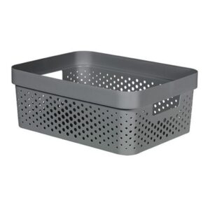 Curver Panier de rangement Infinity 11L - Rangement Multiusage, Empilable et Emboîtable - 35,6 x 26,6 x 13,6 cm - Gris Anthracite - Recyclé