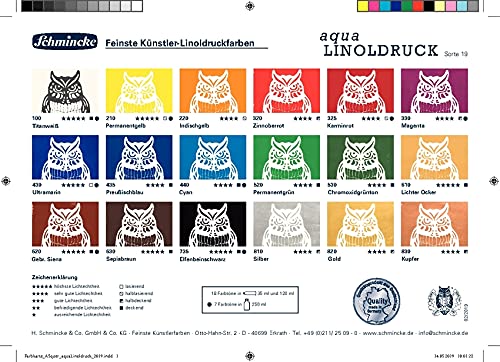 SCHMINCKE Aqua-Linogravure — Set d’impression linoléum 5 x 20 ml – Image 3