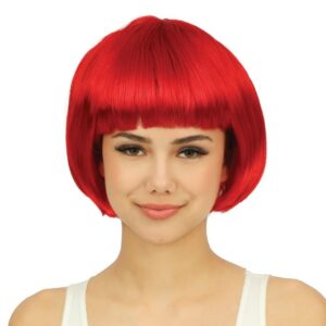 P'TIT CLOWN - 60593 - Perruque Cabaret - Bob Wig - Accessoire de Déguisement - Parfait pour Carnaval, Fêtes à Thèmes, Soirées Costumées, Manga, Cosplay, Halloween - Cheveux Synthétiques - Rouge