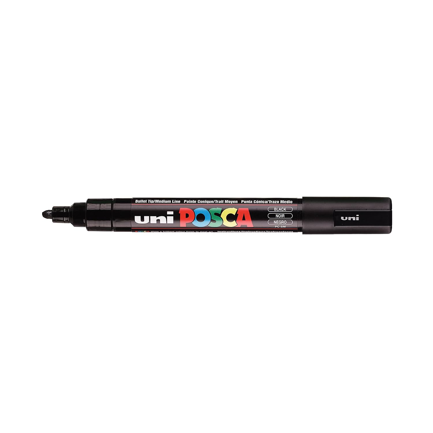 POSCA Mitsubishi Pencil - 5 Marqueurs Noirs PC5M - Pointe Conique Pointe Moyenne - Marqueur Peinture à Base d'Eau - Tout Support - Pour Papier, Textile, Verre, Galet, Bois, etc. – Image 6
