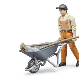 bruder 62130 - Kit de figurines bworld Ouvrier communal - 1:16 Figurine, Véhicule de chantier, Ouvrier du bâtiment, Ferme, Homme