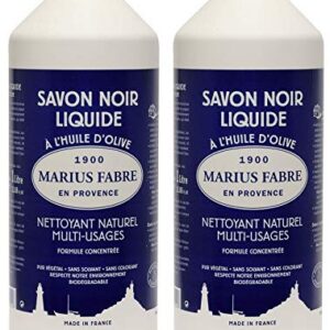 Marius Fabre - Savon noir liquide à l'huile d'olive - Nettoyant naturel universel - Lot de 2 bouteilles de 1 l