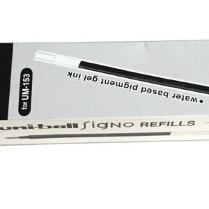 Uni-ball UMR-10 Lot de 12 recharges pour stylos gel Impact BROAD UM 153S (UM-153S), Schwarz | 24er Pack