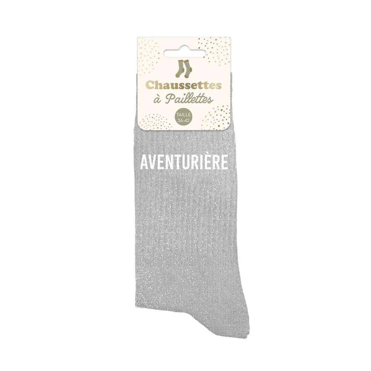 STC — Chaussettes grises à paillettes taille unique – Image 2