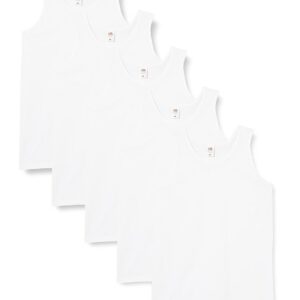 FRUIT OF THE LOOM Athletic Lightweight Veste, Blanc, XL (Lot de 5) Homme