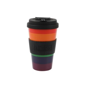 IDRINK®- Tasse à café en RPET avec ouverture et bouchon en silicone, facile à transporter Tasse à emporter de 435 ml en plastique recyclé 8,7 x 8,7 x 15 cm 435 ml (Love Is Love)