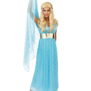 P'TIT CLOWN - 44287 - Déguisement Princesse Médiévale Femme - Parfait pour Carnaval, Fêtes Costumées et Évènements à Thème – Polyester - Bleu - Taille L/XL