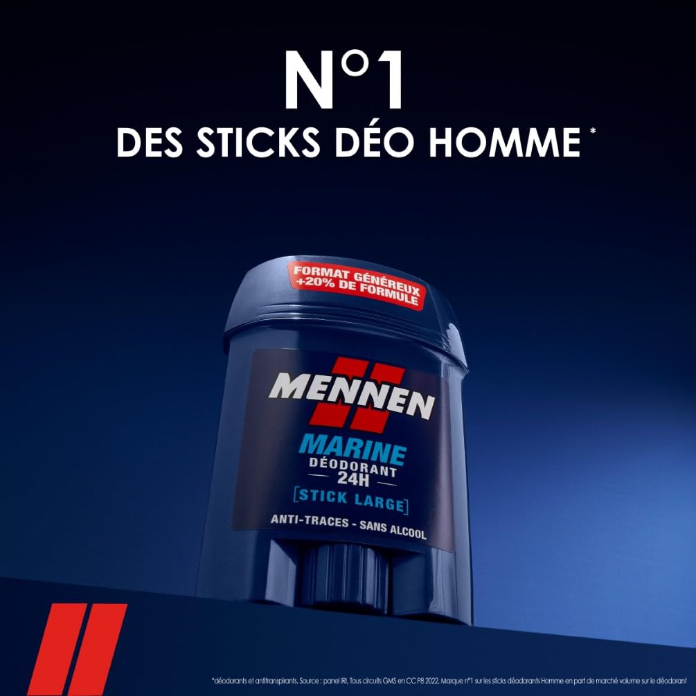 MENNEN - MARINE Deodorant Homme 24H - Stick Large - Sans Alcool - Anti-Traces - 60 ml - Lot de 6 – Image 6