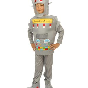 P'TIT CLOWN - Déguisement Robot Enfant - Unisexe - Complet - Parfait pour Costume Carnaval, Cosplay, Halloween, Anniversaire, Fêtes Costumées et Évènements à Thème - Gris (3-4 ans)