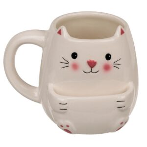 Out of the blue Tasse à café avec compartiment à biscuits - Motif chat - Transparent