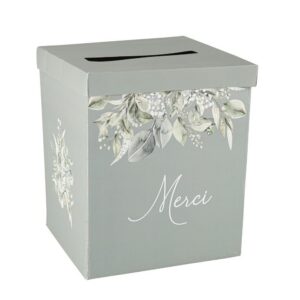 Générique - URNE Carton Merci BOTANIQUE 21X25CM Vert DE Gris