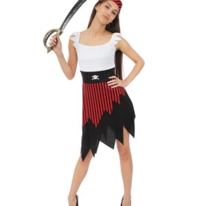 P'TIT CLOWN - Déguisement Pirate Adulte - Parfait pour Carnaval, Fêtes à Thèmes, Soirées Costumées, Halloween, Cosplay, Manga - Multicolore (Femme, S-M)