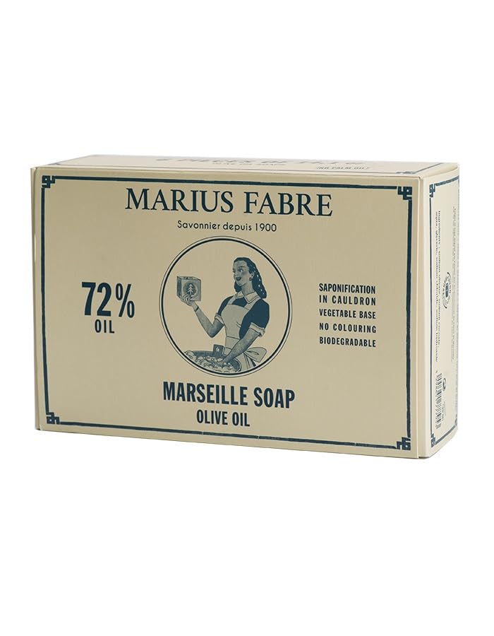 MARIUS FABRE - Coffret 6 Cubes de Savon de Marseille - A l'Huile d'Olive - Mains & Corps - 100% d'Ingrédients d'Origine Naturelle - Certifié Ecocert - Origine France Garantie - 6x400g