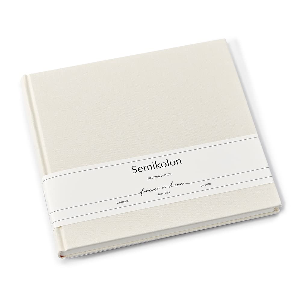 Semikolon 367183 Livre d'or édition mariage - 25 x 23 cm - avec 180 pages vierges à personnaliser, marque-page - crème chamois