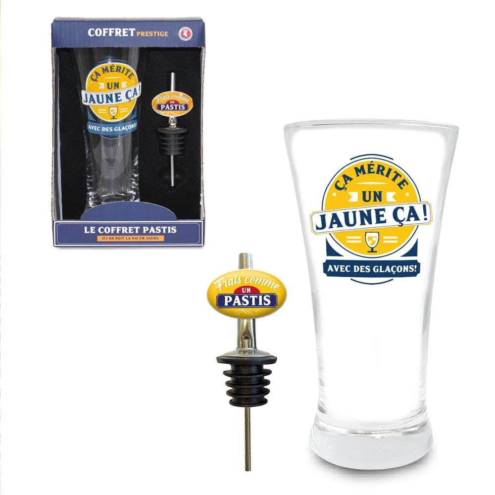 STC - COFFRET PASTIS VERRE BEC VERSEUR MÉRITE UN JAUNE – Image 3