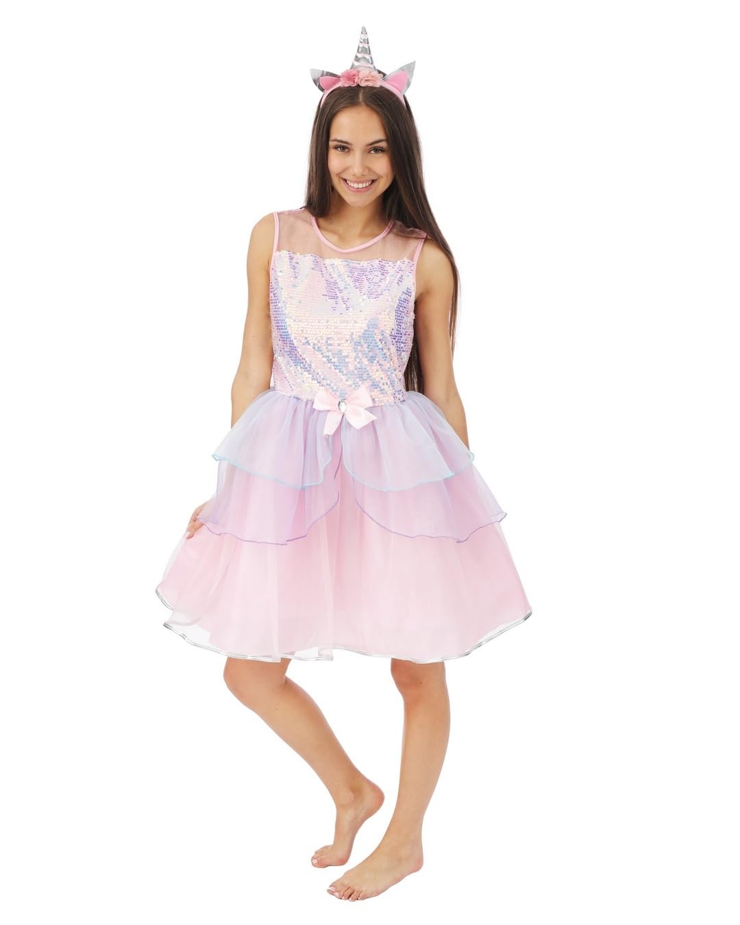 P’TIT CLOWN - Déguisement Licorne Femme – Costume pour Adulte - Parfait pour Carnaval, Fêtes Costumées et Évènements à Thème - Confortable et Original - Robe - Serre Tête - Polyester