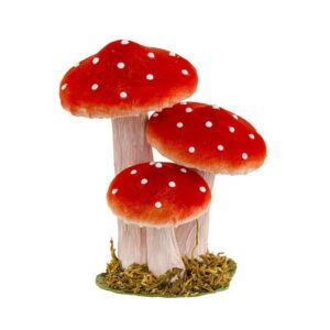 Générique Chaks - DÉCORATION 3 Champignons Socle 14X10.5X17CM Rouge