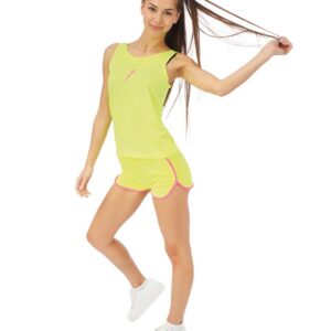 P'tit Clown - Déguisement Aérobic années 80 Adulte - Style Rétro - Parfait pour Carnaval, Fêtes Costumées et Évènements à Thème (Jaune fluo, S-M)