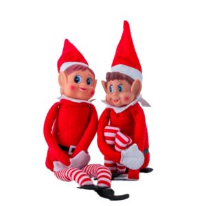 SPARKLERS CLUB Petit Lutin Coquin, Farceur de Noel, Lot de 2 Elfes Garcon & Fille en Peluche, idéal pour préparer pour Enfants et Adultes - Figurine ludique et Souple Magie de Noel