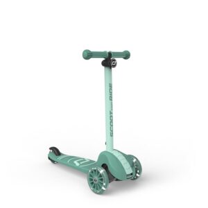 Scoot & Ride Highwaykick 3S Trottinette pour enfants à partir de 3 ans, hauteur réglable, double direction, roues LED, pliable, pour enfants de 96 à 130 cm, motif forêt