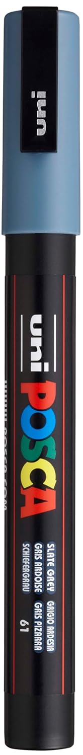 Faber-Castell uni-ball 186535 - Marqueur uni POSCA PC-3M, 0.9-1.3 mm, gris ardoise