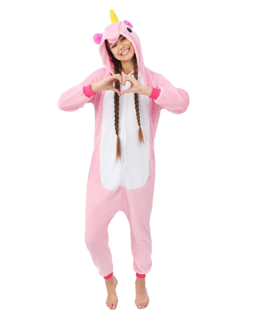 P'tit Clown - Combinaison Kigurumi Adulte Licorne - Rose - Pyjama Combinaison - Jumpsuit - Sleepwear - Costume Animaux - Déguisement Carnaval, Festival, Cosplay, Halloween et Fêtes à Thème - L/XL