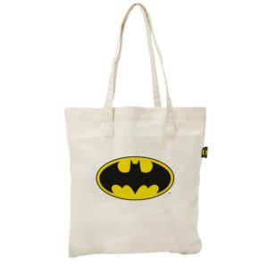 ARDITEX - Sac Tote Bag en Coton 37x41cm - Logo Classique Batman Jaune - Écologique et Réutilisable - Licence Officielle DC Comics