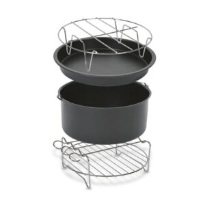 Tefal Kit de 4 Accessoires pour Easy Fry XL : Moule à Gâteau, Plat à Pizza, Support à Brochettes et Support Métallique – Revêtement Antiadhésif – Compatible EY20 / EY40 – XA112010