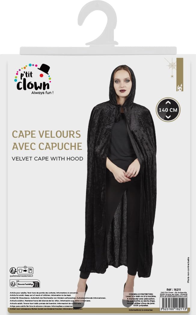P'TIT CLOWN — Cape femme effet velours noir 1,40 m – Image 2