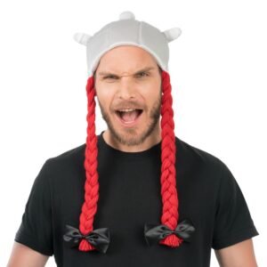 Chaks - Casque Obélix pour homme, accessoire officiel du costume Astérix et Obélix, casque en tissu avec tresses pour carnaval et Comic Con