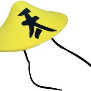 P'TIT CLOWN - 13247 - Chapeau Feutre Chinois Adulte - Unisexe - Accessoire Costume Nouvel An Chinois, Nouvel An Lunaire, Carnaval, Cosplay, Fêtes à Thème - Jaune