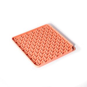 Tapis de Léchage pour Chien et Chat en Silicone Alimentaire - Antistress et Divertissant - Format Carré 20 cm - avec Ventouse - Compatible Lave-Vaisselle et Congélateur (Rose)
