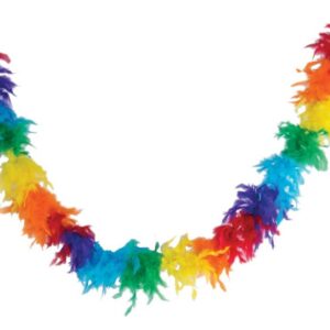 P'tit Clown - 40060 - Boa plumes - Arc-en-Ciel - Longueur 160 cm - Unisexe - Accessoire parfait pour Déguisement, Charleston, Années 20, Flapper, Carnaval, Fête costumée