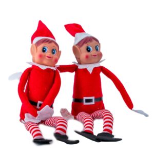 Sparklers Club Lutin Farceur de Noel Elf Fille, Lot de 2 Elfes en Peluche, idéal pour préparer Noel pour Enfants et Adultes - Petit Elves Coquin, Figurine ludique et Souple Magie de Noel