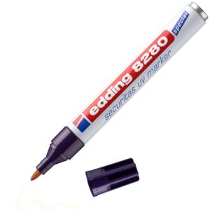 edding 8280 securitas Marqueur UV - Incolore - 1 stylo - Pointe ronde 1-5,3 mm - pour lumière noire - pour des marquages cachés sur presque tous les matériaux - Encre invisible, géocaching