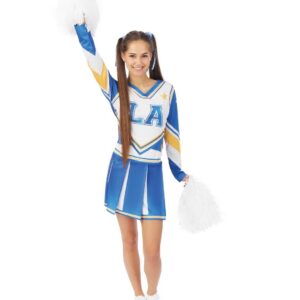 P’TIT CLOWN - Déguisement Pom-pom Girl - Costume Cheerleader Femme - Pour Carnaval, Fêtes Costumées et Évènements à Thème - Confortable et Réaliste (Bleu, S-M)