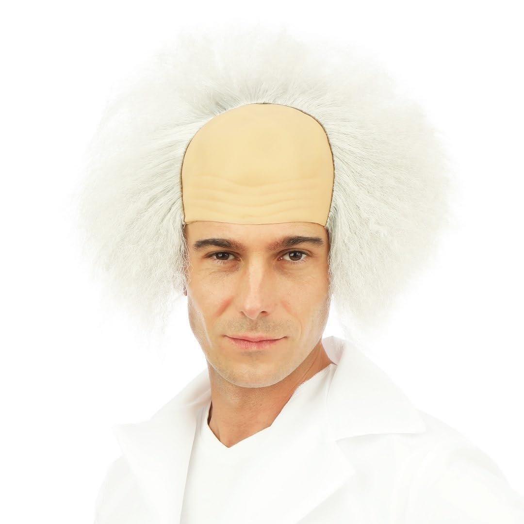 P'TIT CLOWN — Perruque Savant Fou Adulte Homme Gris – Image 4