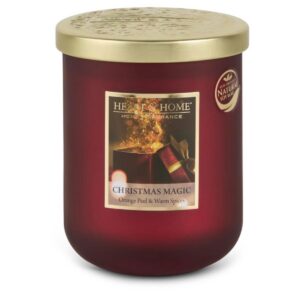 HEART & HOME - Bougie Parfumée à Base de Cire Naturelle de Soja pour la Maison - Grande jarre Magie de Noël - Durée de combustion 75h - Cadeau, Décoration et Parfum pour la Maison - Pot en verre