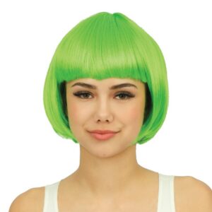 P'TIT CLOWN - 60599 - Perruque Cabaret - Bob Wig - Accessoire de Déguisement - Parfait pour Carnaval, Fêtes à Thèmes, Soirées Costumées, Manga, Cosplay, Halloween - Cheveux Synthétiques - Vert