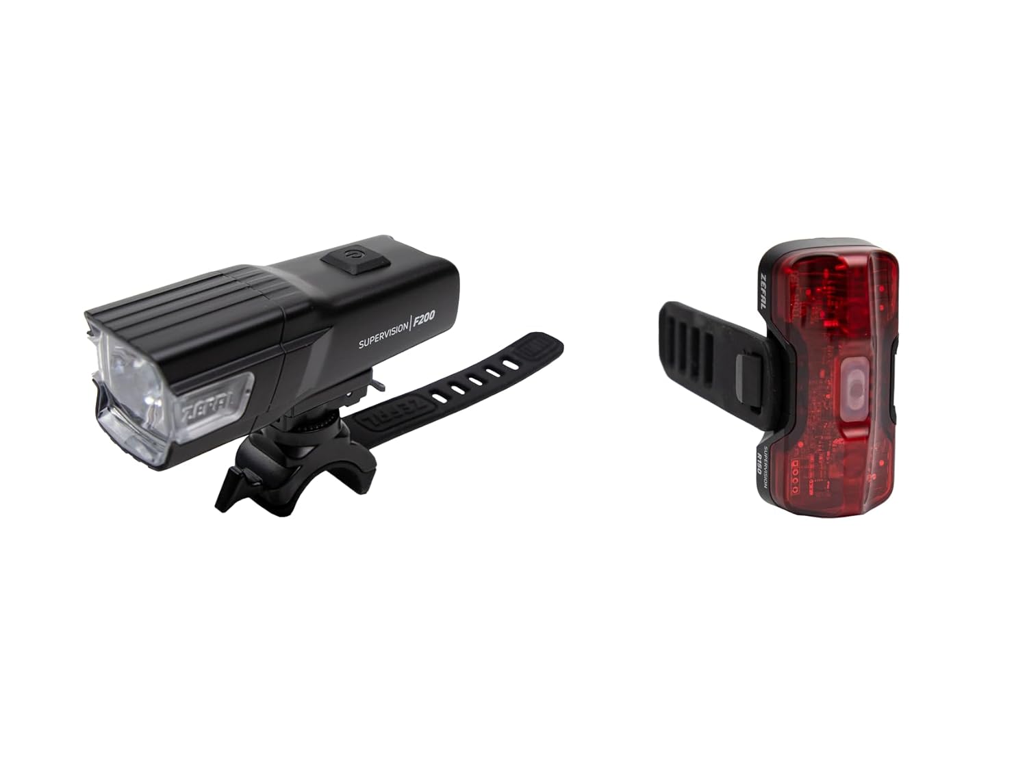 ZEFAL Pack Supervision F200 Éclairage Avant + Supervision R150 Feu Arriere Velo - Lampe Velo LED Puissantes Avant et Arriere Rechargeable USB-C - Éclairage Velo Avant et Arrière - 200 + 150 Lumens