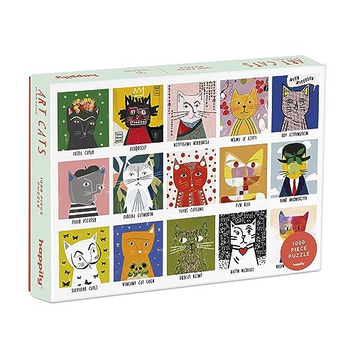 Puzzle de 1 000 pièces mettant en vedette des « chats » illustrés par la célèbre illustratrice Nia Gould.