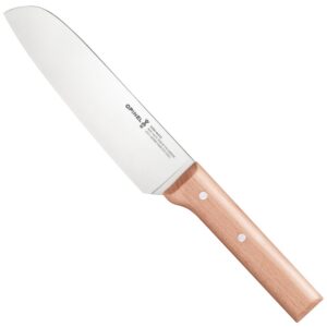 Opinel - N°119 Couteau Santoku Parallèle - Lame en Acier Inoxydable, Coupe et Taille - Manche en Bois de Hêtre - Excellente Prise en Main - Garantie à Vie