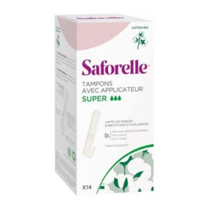 SAFORELLE — 14 tampons Super avec applicateur coton bio