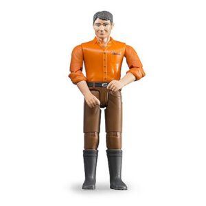 bruder 60007 - bworld Homme à la peau claire et au pantalon brun - 1:16 Figurine jouet, Agriculteur, Paysan, Ferme, Homme